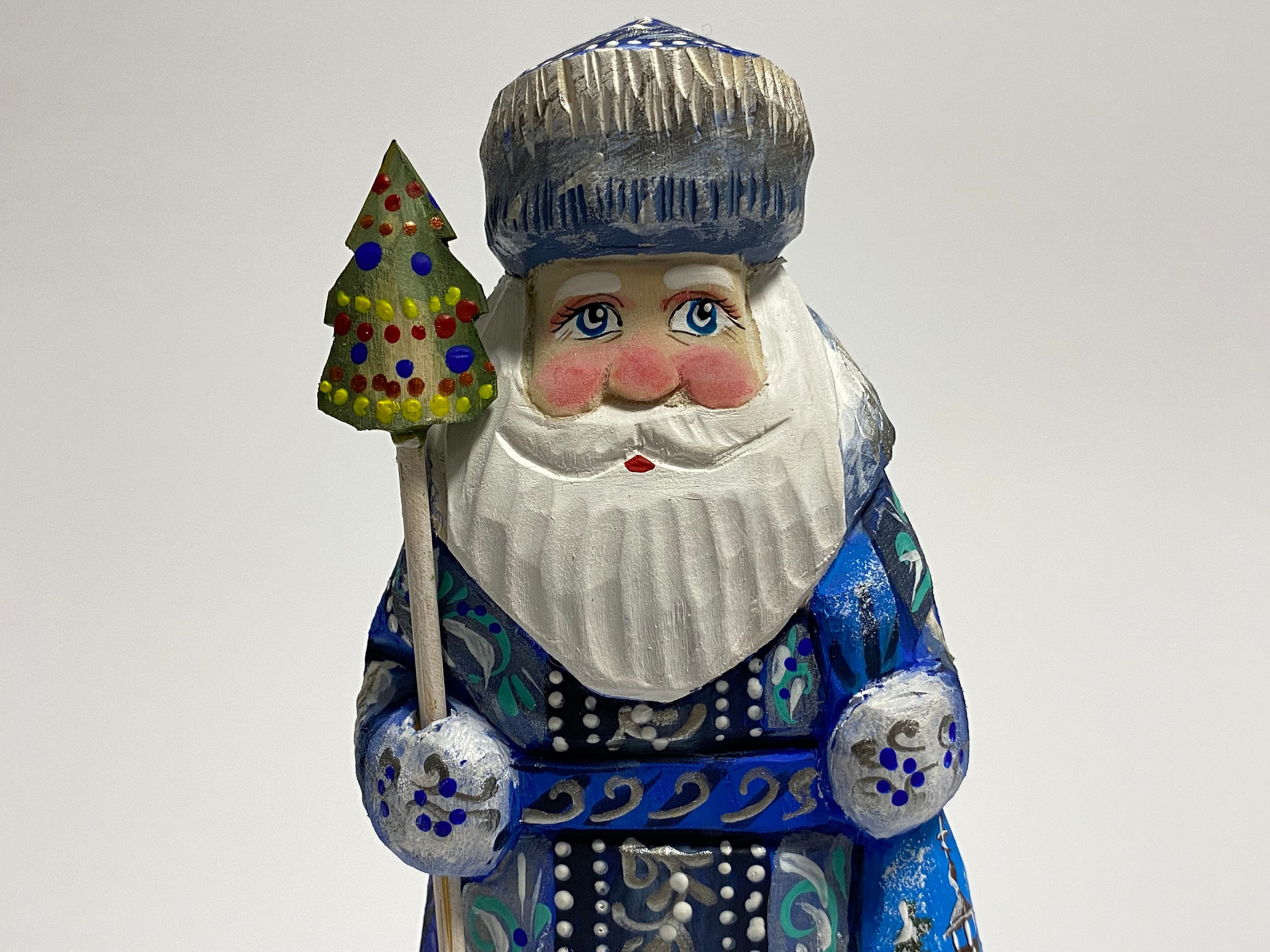 Wooden Ukrainian Santa Figure Father Christmas Figurine Folk Etsy