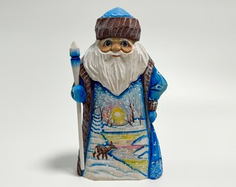 サンタクロース置物 ロシア 木彫り 木彫りのラグジュアリーな