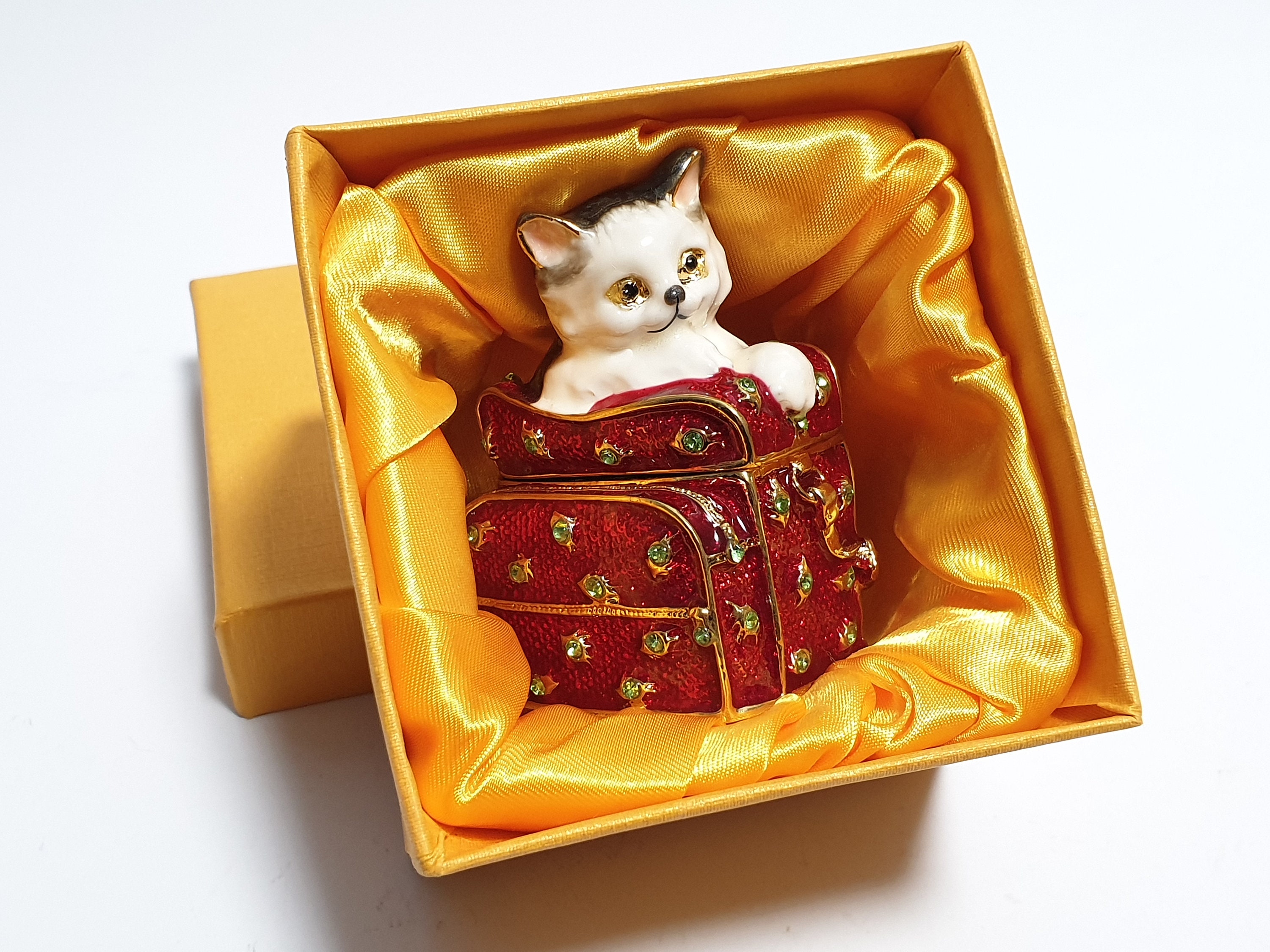 エナメル ジュエリーボックス 装飾 小物入れ 猫ちゃん 5点セット