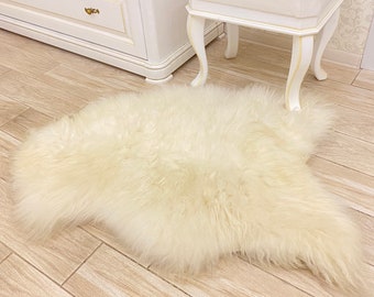 Handmade Sheepskin Fur Rug, Fluffy Shag Rug, Living Room Bedroom Rug