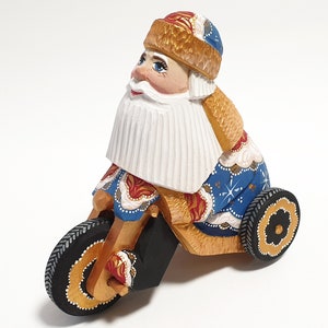 Wooden Santa Figure Father Frost Figurine Hand Carved Christmas Gifts 6 inch (15 cm)