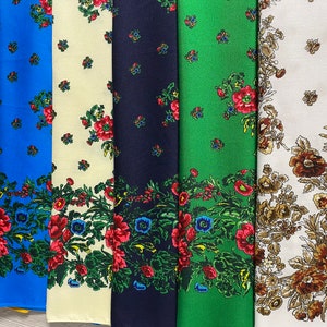 Ukrainian Headscarf, Babushka Scarf Top, Slavic Shawl, Floral Folk Slavic Fabric