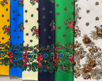 Ukrainian Headscarf, Babushka Scarf Top, Slavic Shawl, Floral Folk Slavic Fabric
