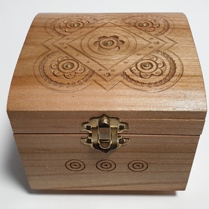Treasure Chest Hand Carved Wooden Box Jewelry Box Boudoir Box