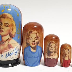 Poupées gigognes en bois personnalisées, poupée Matrioshka Babushka, poupées empilables 4,4 pouces (11 cm)