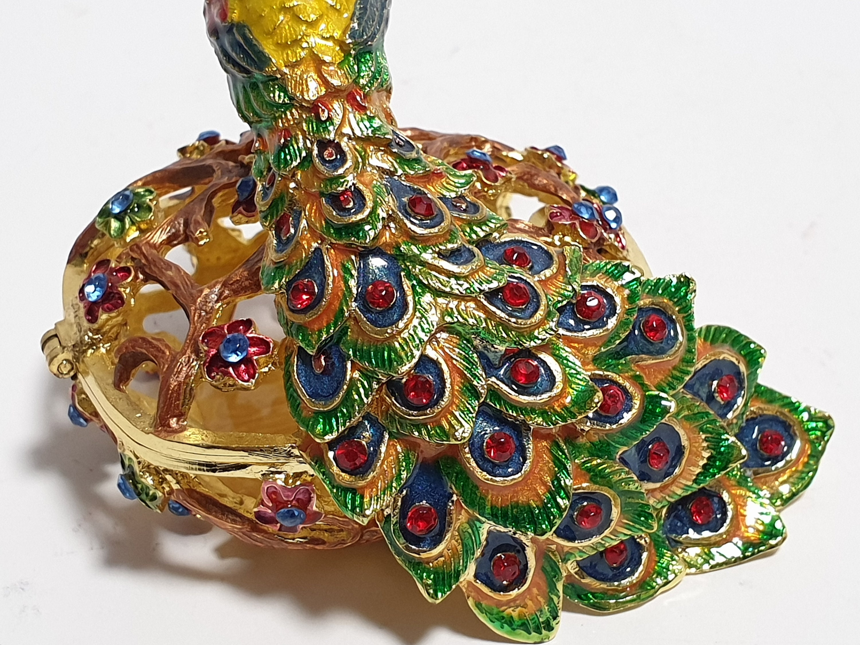 Peacock Jewelry Box Bird Trinket Box Russian Enamel Faberge Etsy