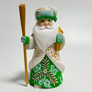 Ukrainian Santa Claus Figurine, Hand Carved Wooden Santa Figure, Wood Carving Art Father Frost 5.8 inch (14.5 cm)