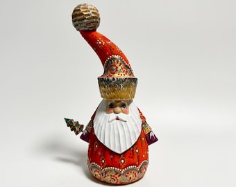 Handgesneden houten kerstmanfiguur, houtsnijwerk van Vadertje Frost, Oekraïense kerstdecoratie 20 cm