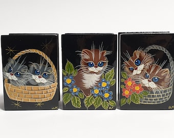Set van 3 producten Lakdoos Kat Snuisterijdoos Dier Sieradendoos