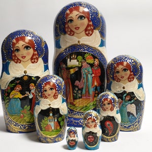 Poupées gigognes femmes peinture, poupée en bois Matryoshka Babushka poupées imbriquées 8,8 pouces (22 cm)