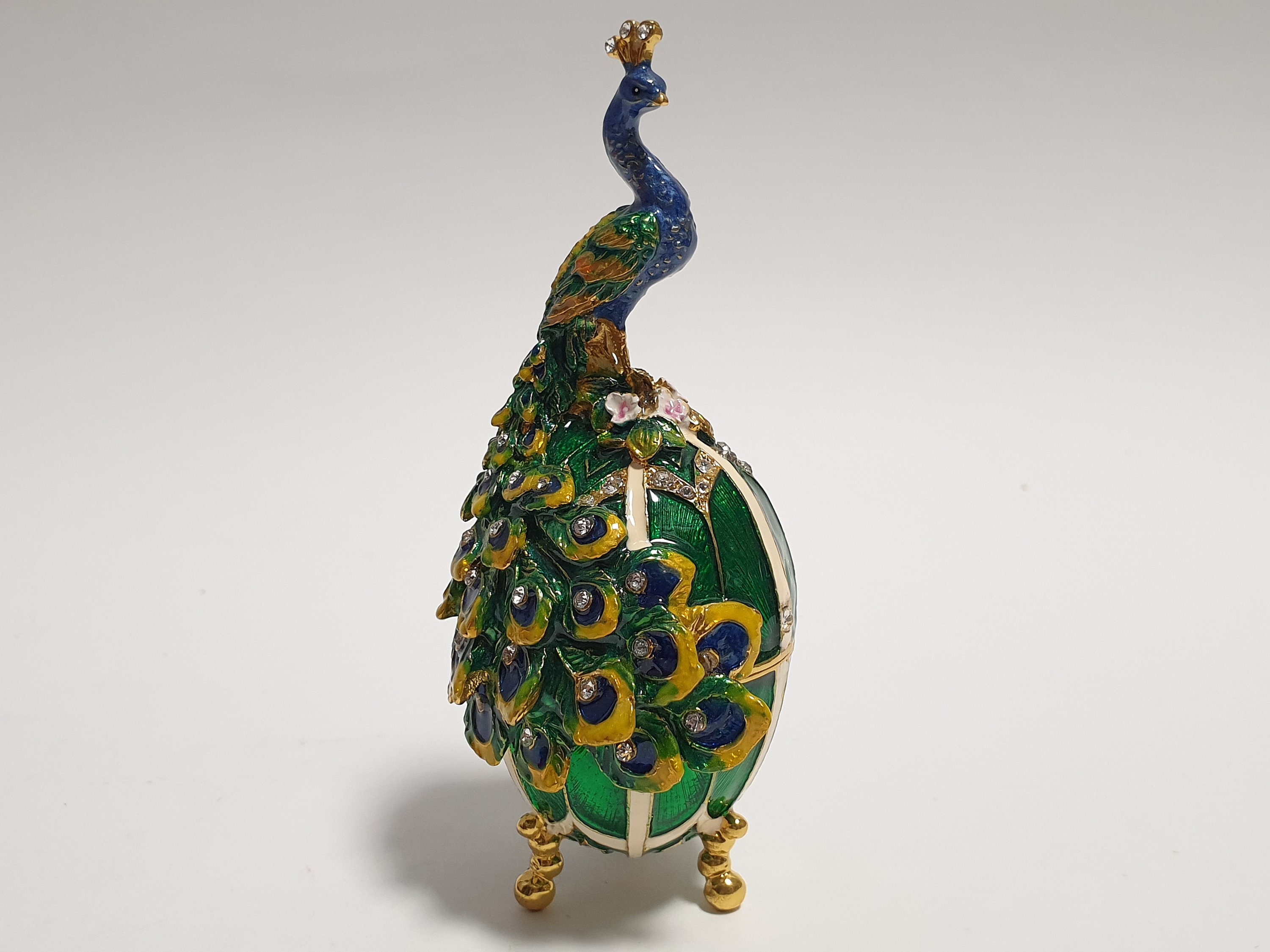 Glass Egg Mardi Gras Egg With Carnival Peacock Ornamental Decor