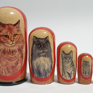 Cat Nesting Dolls for Kids Matryoshka Babushka Doll Stacking Dolls 4.4 inch (11 cm)
