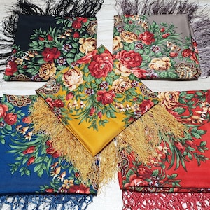Schal Babuschka Schal Pavlovo Posad Schal Ukrainischen Stoff Floral slawischen Schal Foulard Russe