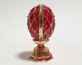 Faberge Egg Small Keepsake Box with Church Model Swarovski Crystals 2.6 inch (6.5 cm)