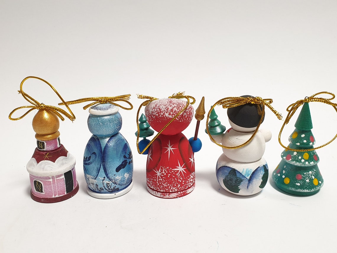 Russian Christmas Tree Decorations Kit Hand Carved Wooden Etsy Canada
