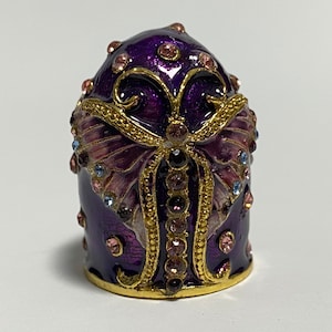 Collectible Thimble, Butterfly Figurine, Enamel Metal Thimble with Swarovski Crystals, Seamstress Gift