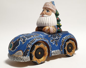 Figura de Papá Noel de madera tallada a mano, modelo de corredor de Papá Noel tallado en madera
