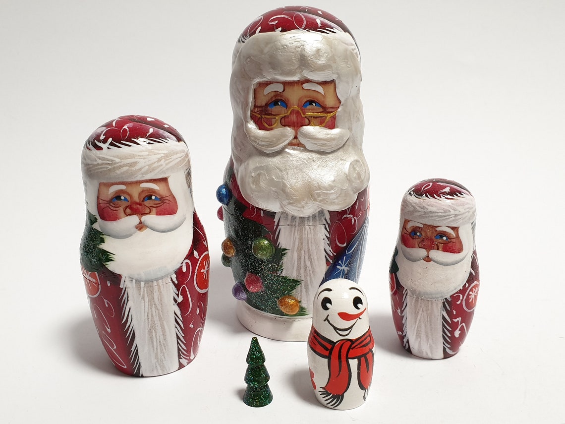 Santa Nesting Dolls for Kids Christmas Russian Matrioshka Etsy