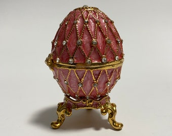 Faberge Egg Jewelry Box Enamel Metal Trinket Box with Swarovski Crystals 3 inch (7.5 cm)
