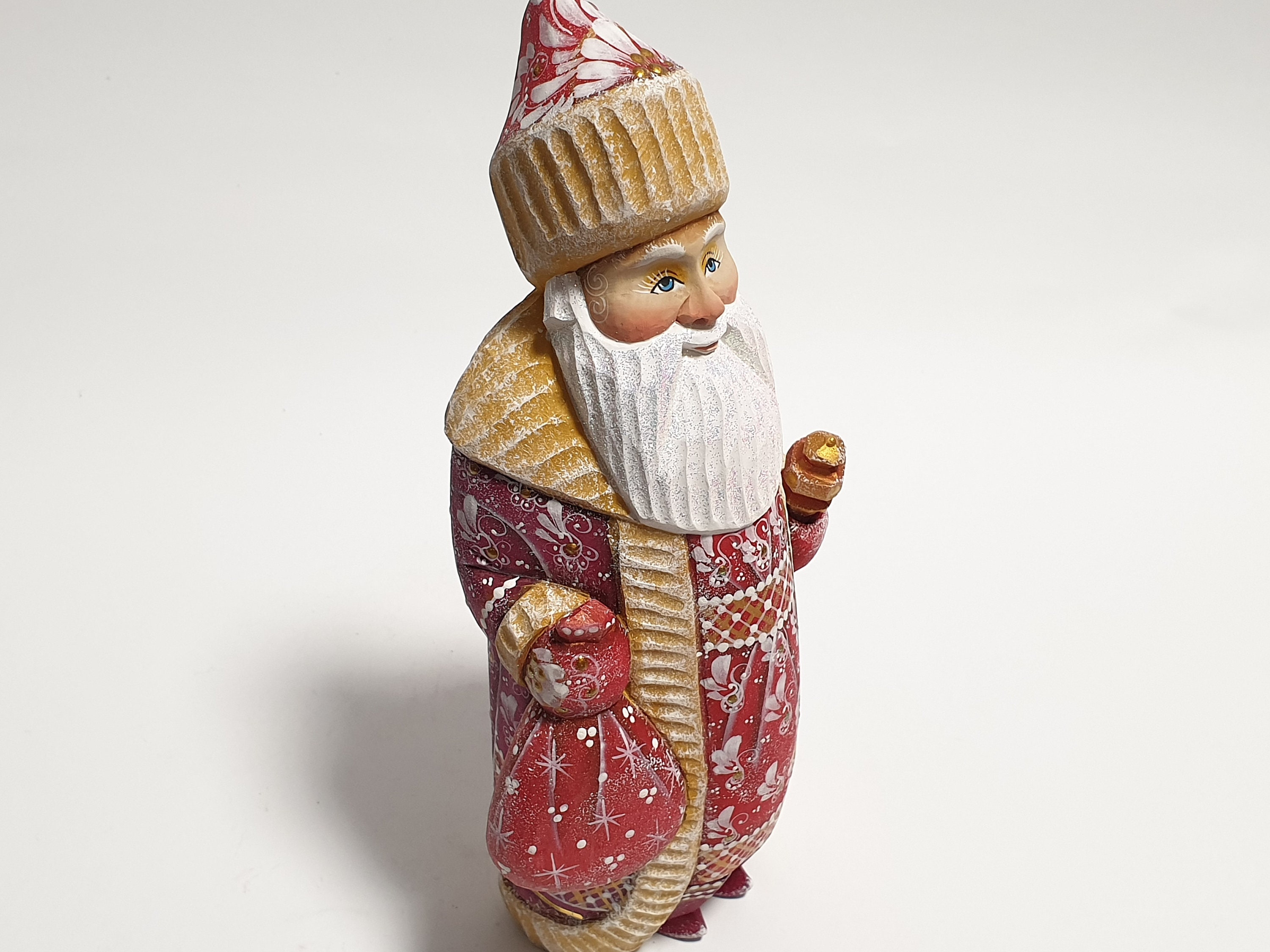 Hand Carved Wooden Russian Santa Figurine St Nicholas Doll | Etsy