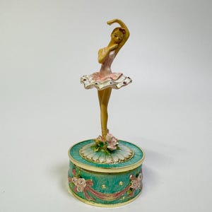 Musical Carousel with Ballerina Figurine inlaid Swarovski Crystals 4.4 inch (11 cm)