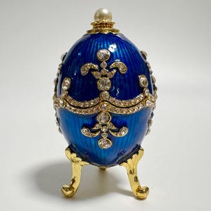 Faberge Egg Schmuckschatulle, Emaille Metall Trinket Box mit Swarovski-Kristallen 3,6 Zoll (9 cm)