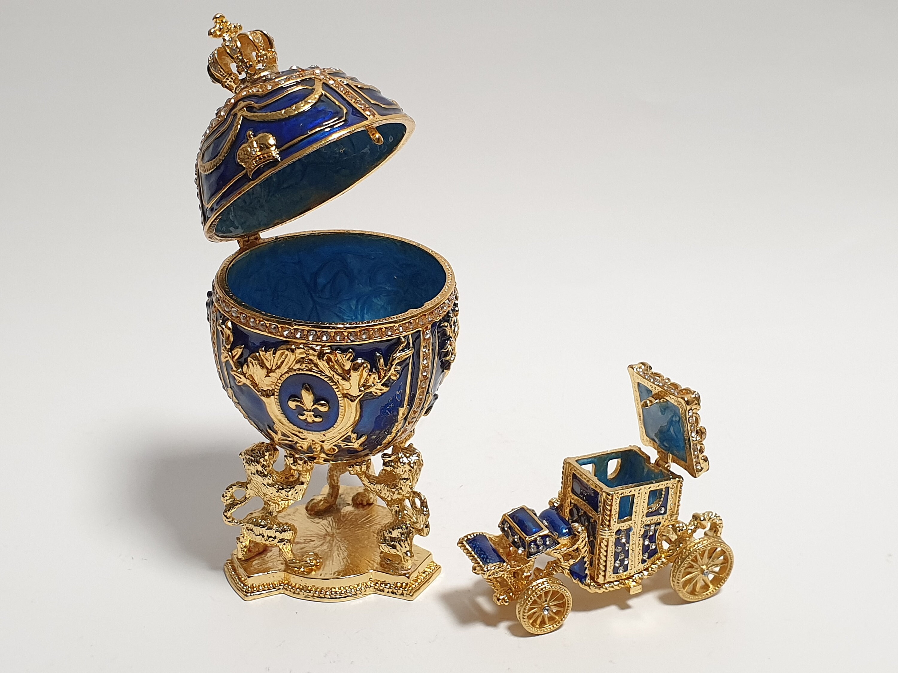 Large Faberge Egg Jewelry Box with Carriage Trinket Box Enamel Etsy