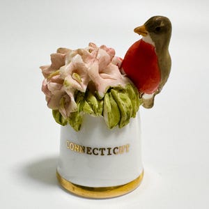 Collectible Bird Thimble, Porcelain Thimble, Connecticut Decor, Seamstress Gift