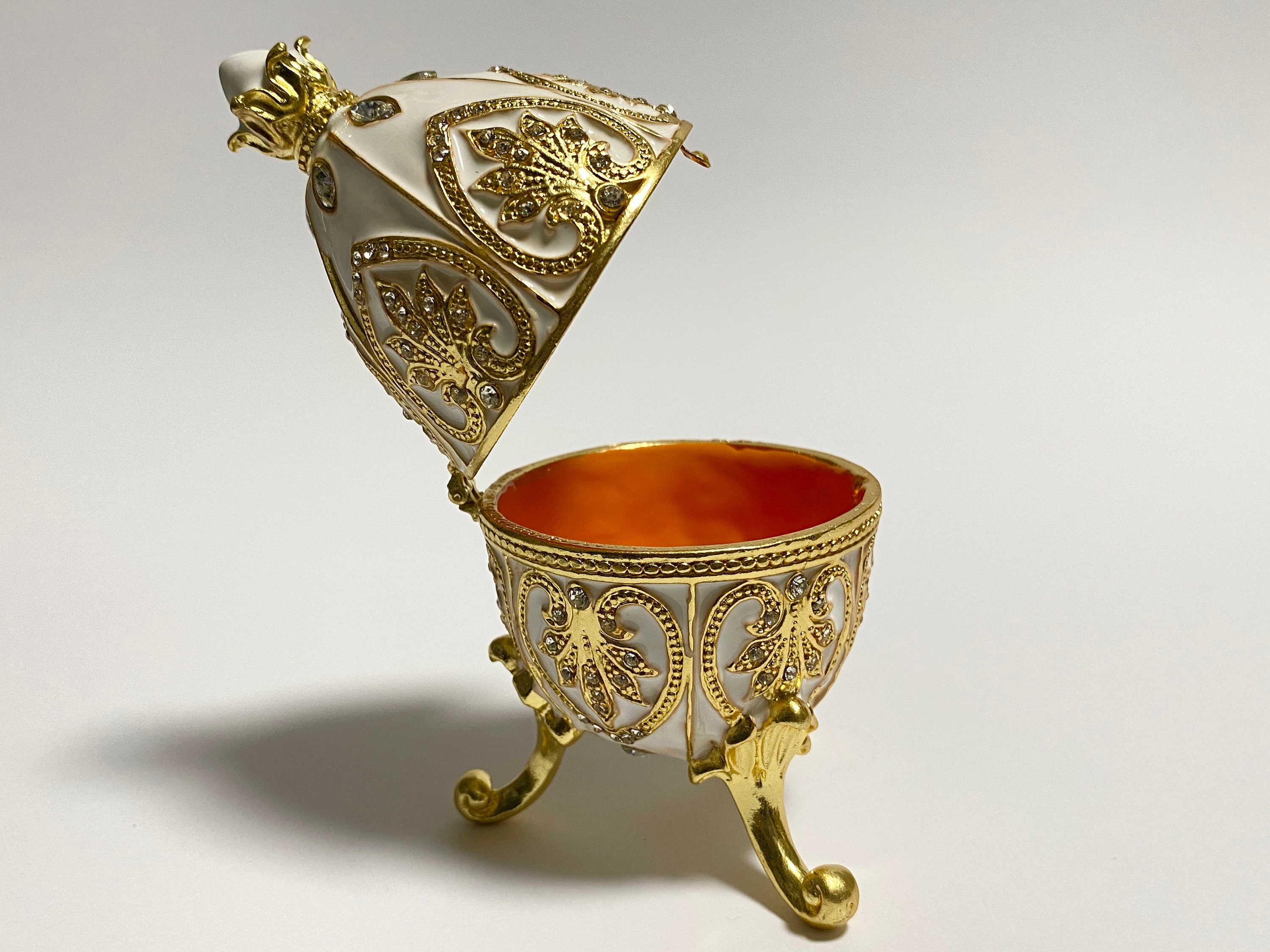 Decorative Box Faberge Egg, Jewellery Box, Enamel Metal Trinket