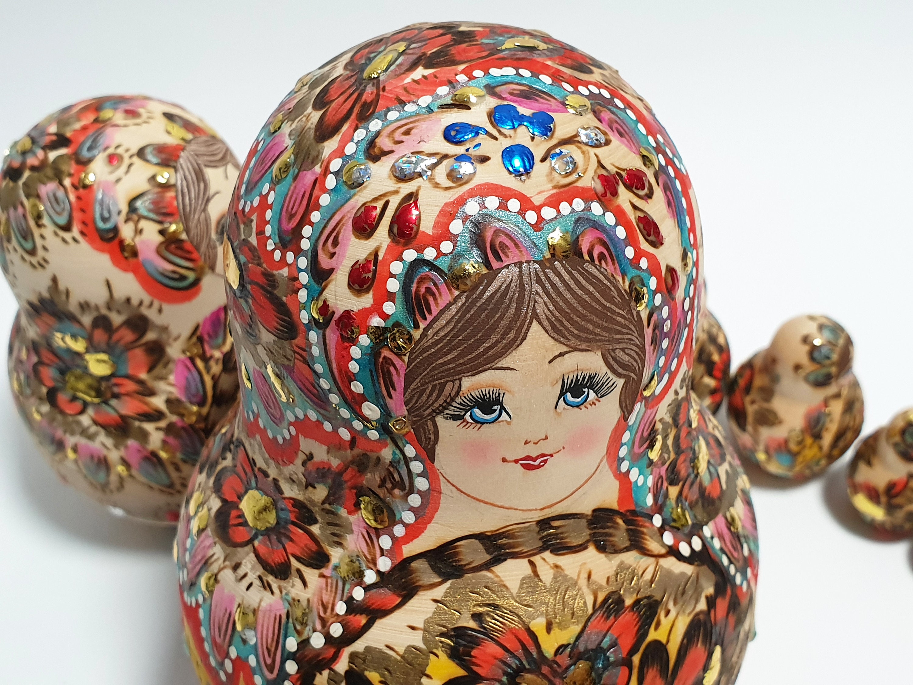 10 Pcs Babushka Doll Custom Wooden Nesting Dolls Unique Etsy