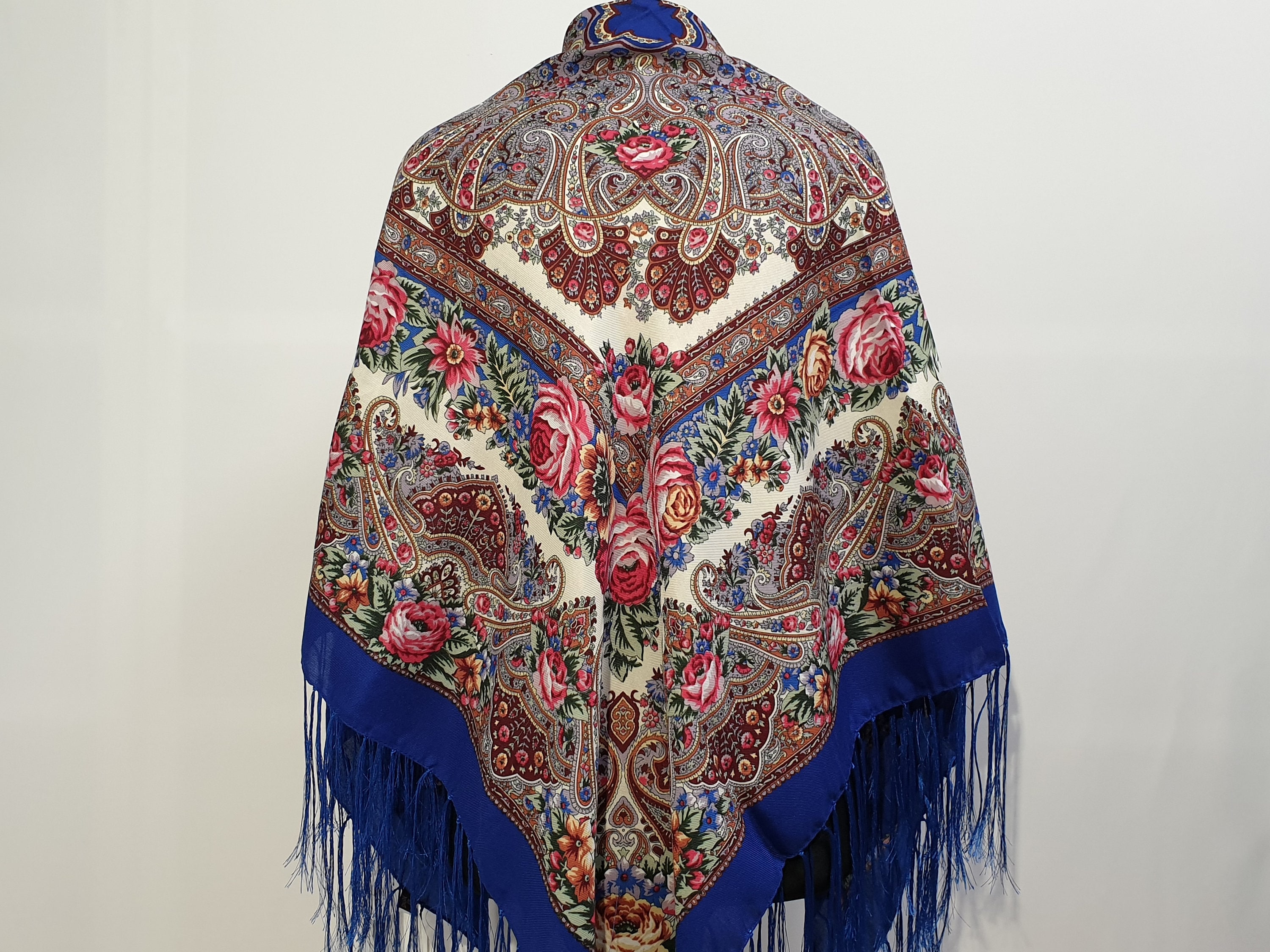 Babushka Scarf Ukrainian Scarf Russian Shawl Floral Folk Etsy