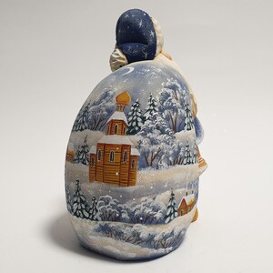 Figurine en bois du père Noël avec grand sac, figurine du père Noël sculptée à la main, poupée ukrainienne du père Noël Frost, art de la sculpture sur bois 5,6 pouces 14 cm image 5