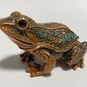 Sieradendoos Dier Snuisterijdoosje Kikker Beeldje Emaille Keepsake Box met Swarovski-kristallen