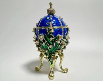 Faberge Egg Jewlery Box Swarovski Crystals Home Decor 4.8 inch (12 cm)
