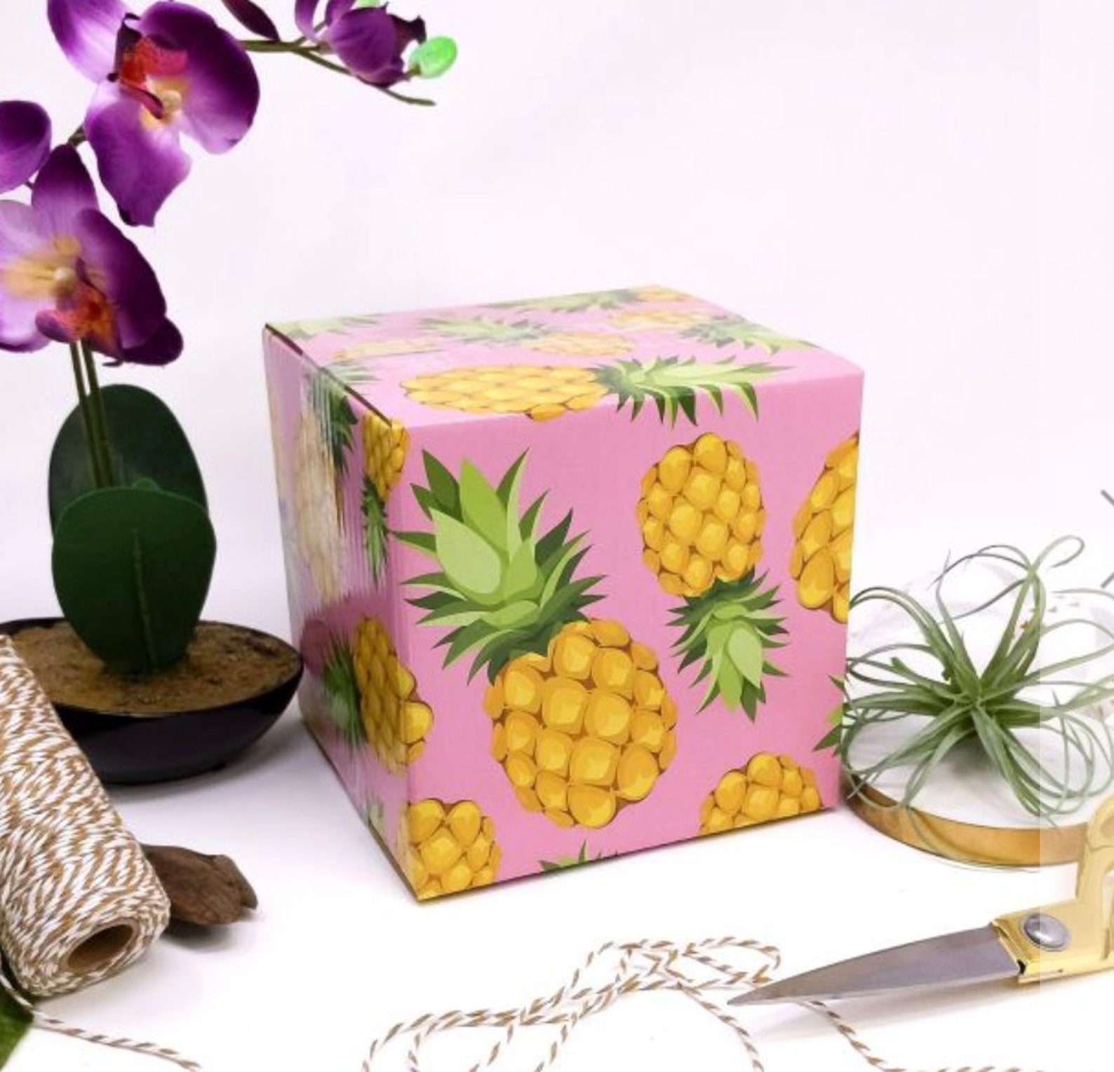 Pink Pineapple 6x6x6 Designer Box 5 Pack Etsy