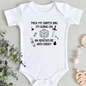 Pack My Diaper Bag I'm Going on an Adventure With Daddy | Dungeons & Dragons | DND Baby Gifts | Gamer Baby Announcement