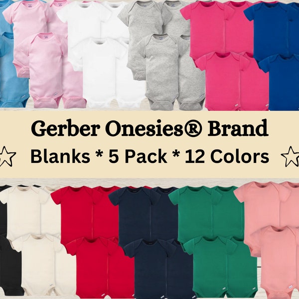 5 Pack of Gerber Onesies® Brand - Wholesale Blanks - DIY Iron On Ready - Craft Supplies