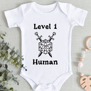 Level 1 Human | Character Creation Stats | Dungeons & Dragons | DND Baby Gift | Baby Announcement