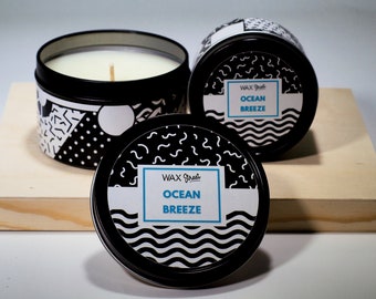 Ocean Breeze Scented Candle, Scented Soy Candle, Handmade Candle, Clean Burning Candle, Strong Scented Candle, Modern Decor