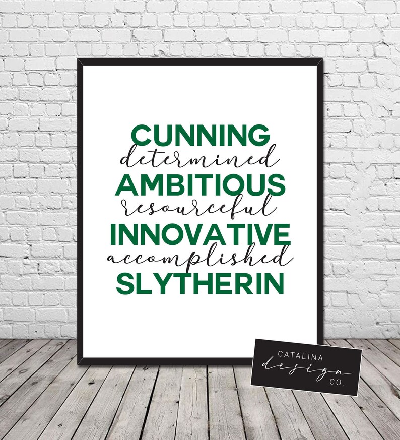 Slytherin House Words of Slytherin Harry Potter Decor Wall | Etsy