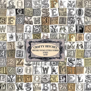 Printable Letters and Numbers for Junk Journals, Scrapbooking, Collage - Digital Product to Download