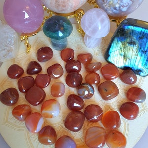 Natural Carnelian Tumble Stones / Red Agate Pocket Stones / Crystals For Crystal Grids