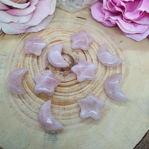 Natural Rose Quartz Stars and Moons