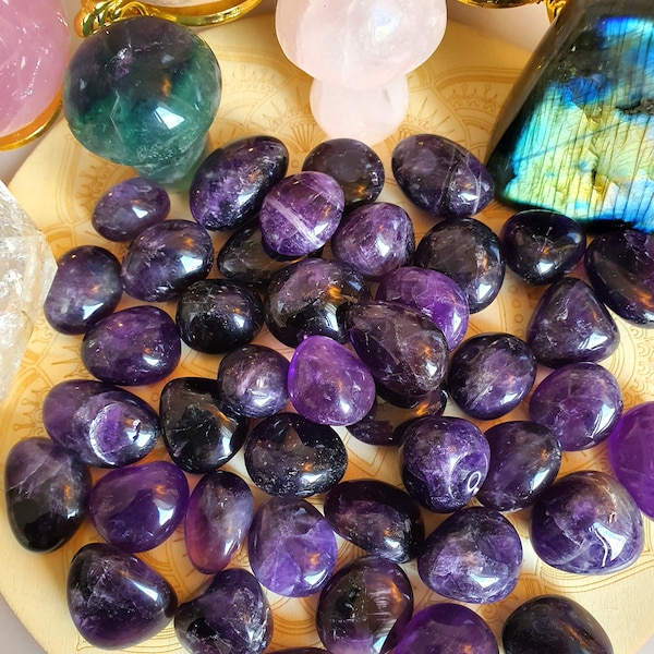 Natural Brazilian Amethyst Tumble Stones /  Amethyst Crystals / Natural Crystal Pocket Stones / Crystal Grids