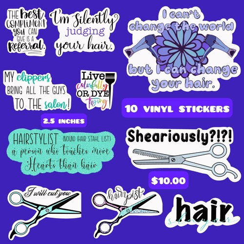 Hair Stylist Vinyl Sticker Sheet3 11 Stickers Etsy