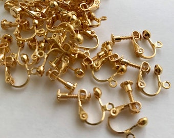 Gold Plated Clip on Earring Screw Backs, Clip on Earring Backs