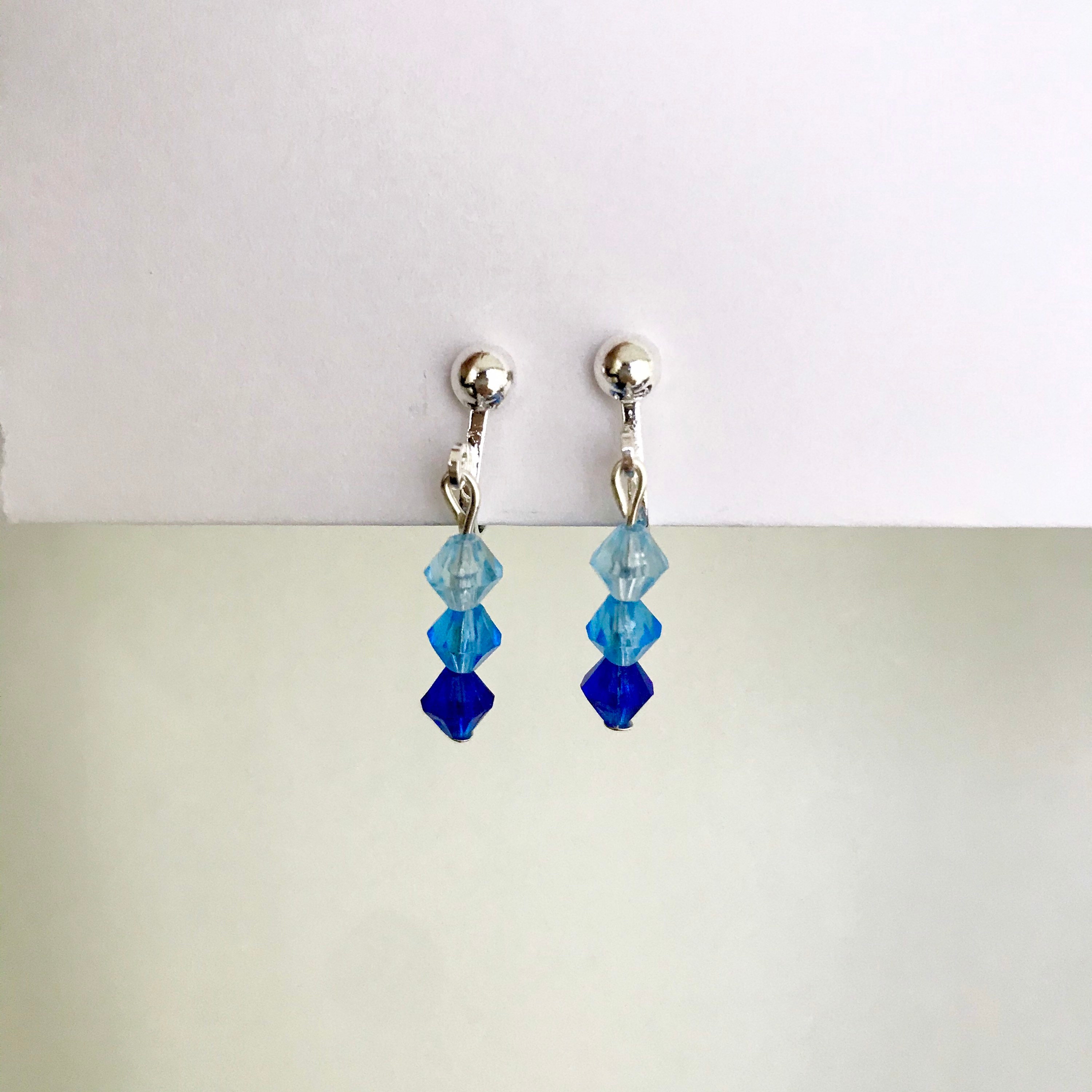 Clip On Blue Dangle Earrings Non Pierced Ears Bead Earrings Etsy