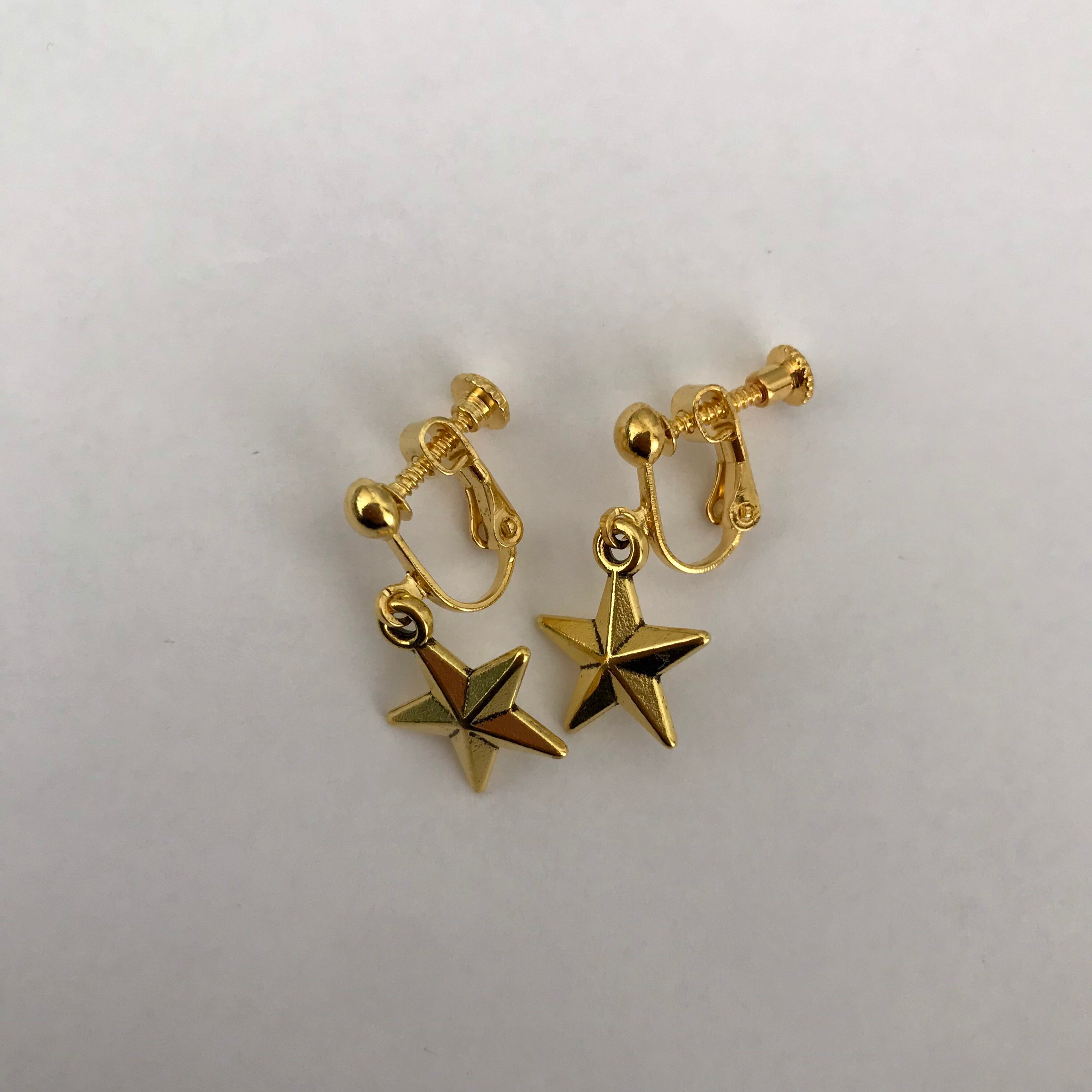 Clip On Star Earrings Non Pierced Ears Starry Earrings Gold Etsy