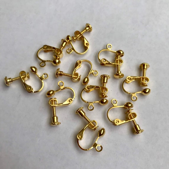 Gold Plated Clip on Earring Screw Backs, Clip on Earring Backs, Non Pierced  Ears, Clip on Findings, Jewellery Making, 15 X 17 Mm 
