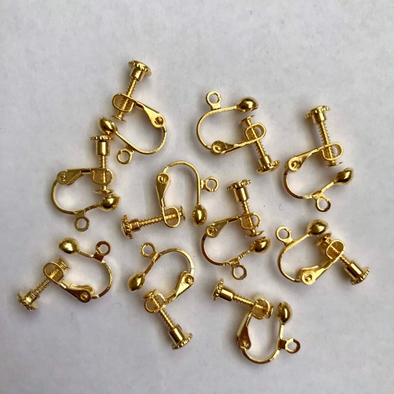 Gold Plated Clip on Earring Screw Backs, Clip on Earring Backs